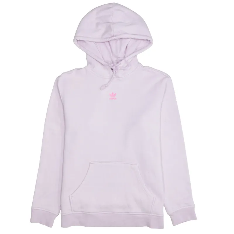 Adidas Light Pink Hoodie Women’s Medium Embroidered Trefoil Logo Pullover Sweatshirt sold by Vintage Club