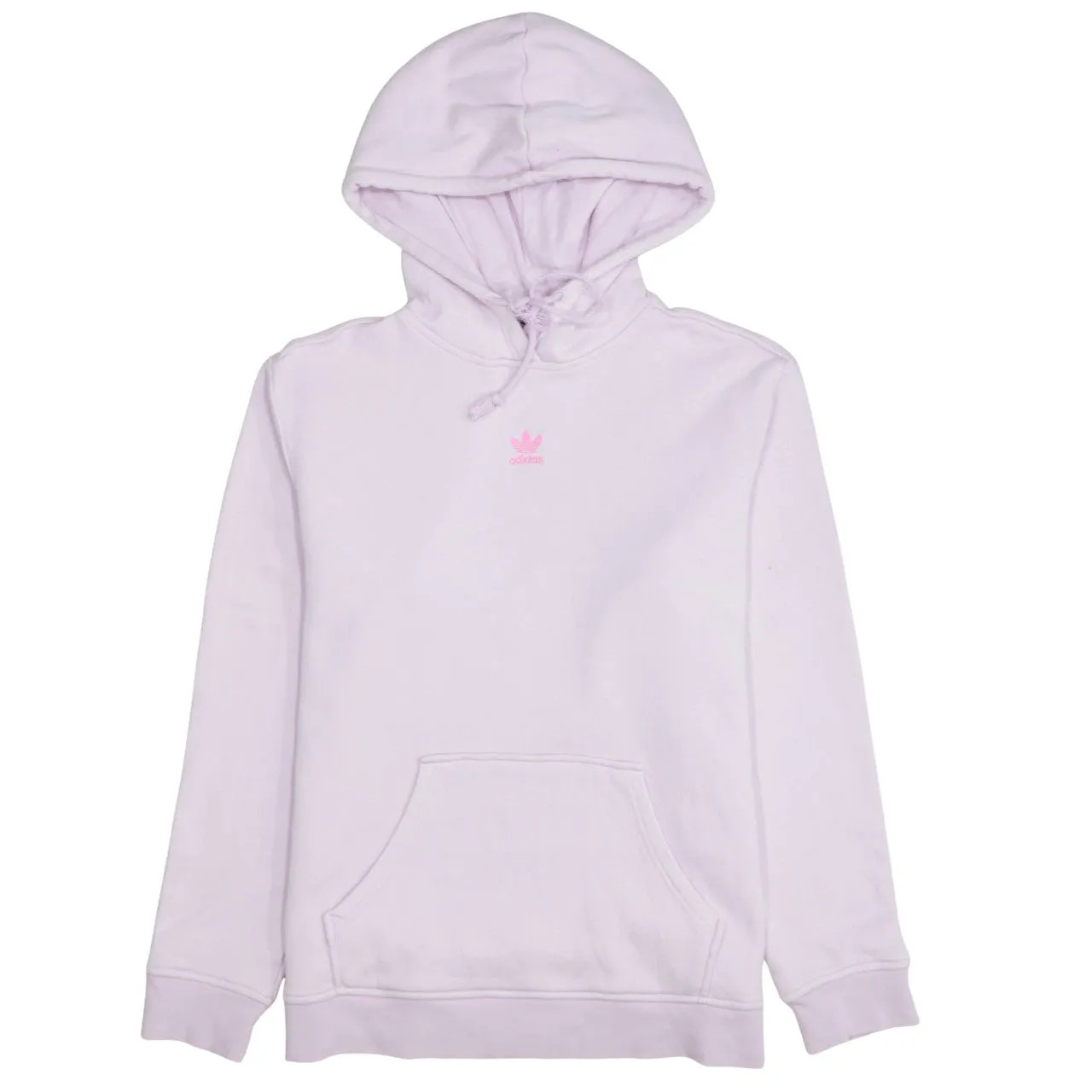 Adidas Light Pink Hoodie Women’s Medium Embroidered Trefoil Logo Pullover Sweatshirt sold by Vintage Club