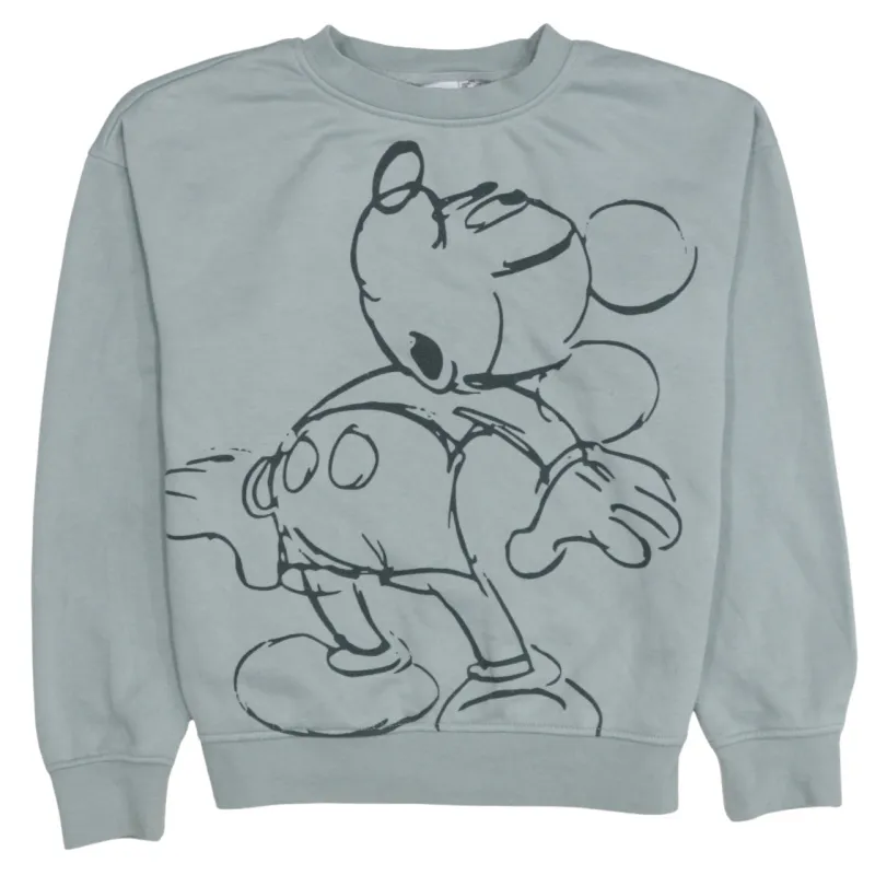 Disney Light Grey Sweatshirt Women's XXSmall Printed Mickey Graphic Crewneck Pullover Top sold by Vintage Club