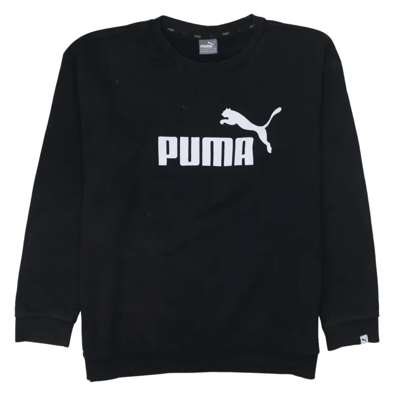 Puma Black Sweatshirt Women's XXLarge Printed Logo Crewneck Pullover Fleece Top made by Puma