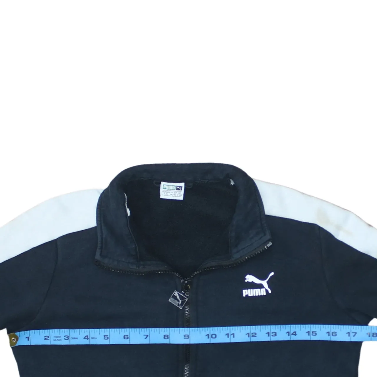 Puma Black Track Jacket Women’s Large White Sleeve Stripes Embroidered Logo Zip Top sold by Vintage Club product image thumbnail 5