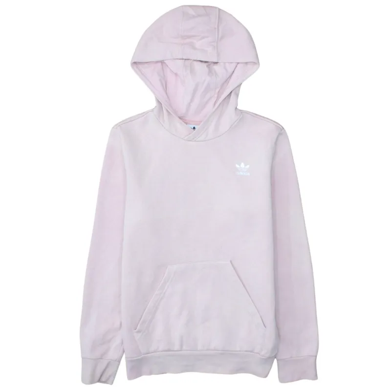 Adidas Light Pink Hoodie Women’s Small Embroidered Trefoil Logo Front Pocket Pullover Sweatshirt sold by Vintage Club