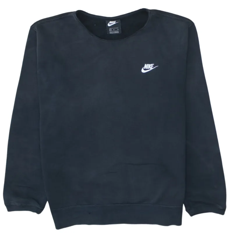 Nike Black Sweatshirt Men's Medium Embroidered Swoosh Logo Ribbed Cuffs Crewneck Pullover sold by Vintage Club