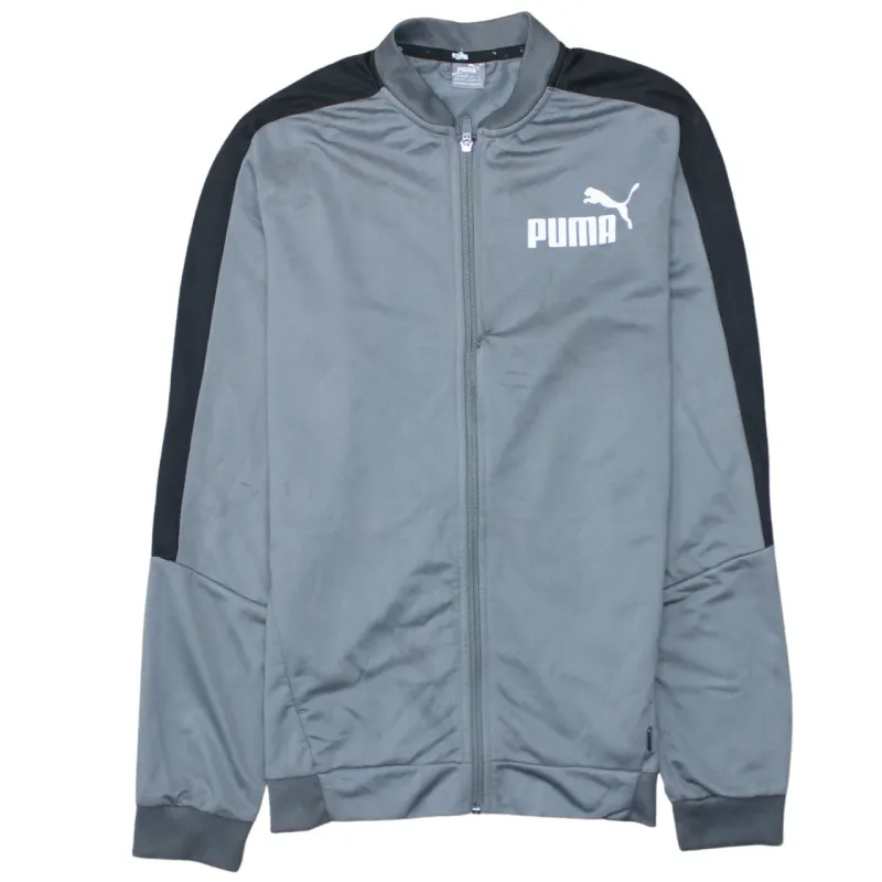 Puma Grey Track Jacket Women’s XXLarge Black Stripe Sleeves Printed Logo Zip Top made by Puma