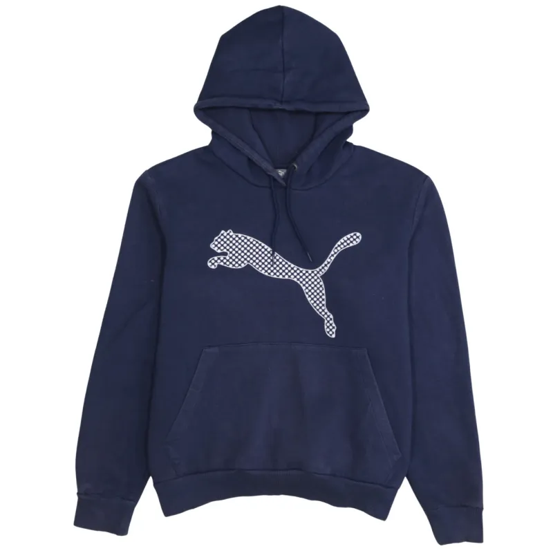 Puma Navy Blue Hoodie Women’s XLarge Printed Big Cat Logo Front Pocket Sweatshirt made by Puma