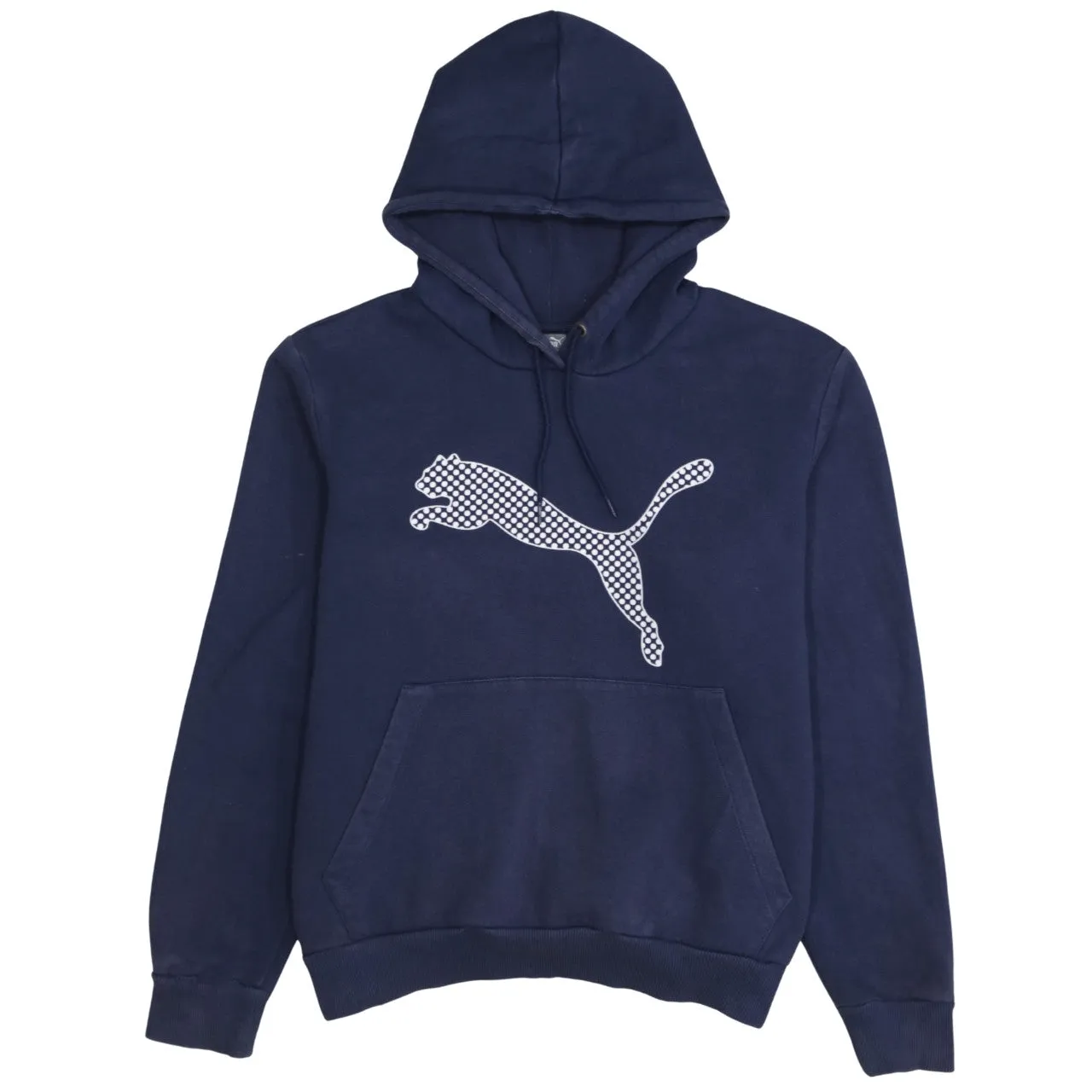 Puma Navy Blue Hoodie Women’s XLarge Printed Big Cat Logo Front Pocket Sweatshirt sold by Vintage Club