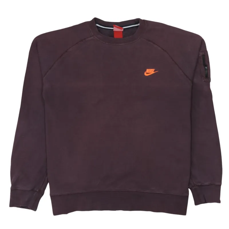 Nike Burgundy Red Sweatshirt Men's XLarge Embroidered Swoosh Arm Zip Pocket Pullover Top made by Nike
