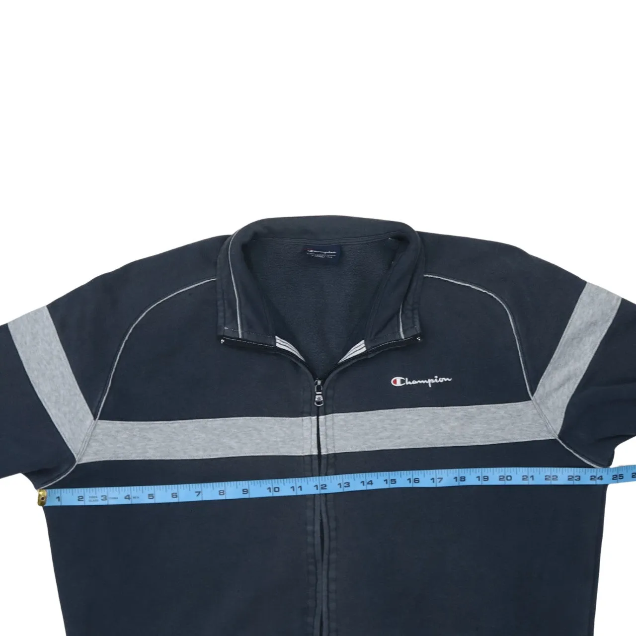 Champion Navy Blue Full Zip Sweatshirt Men's XXLarge Grey Stripe Embroidered Logo Track Top sold by Vintage Club product image thumbnail 5