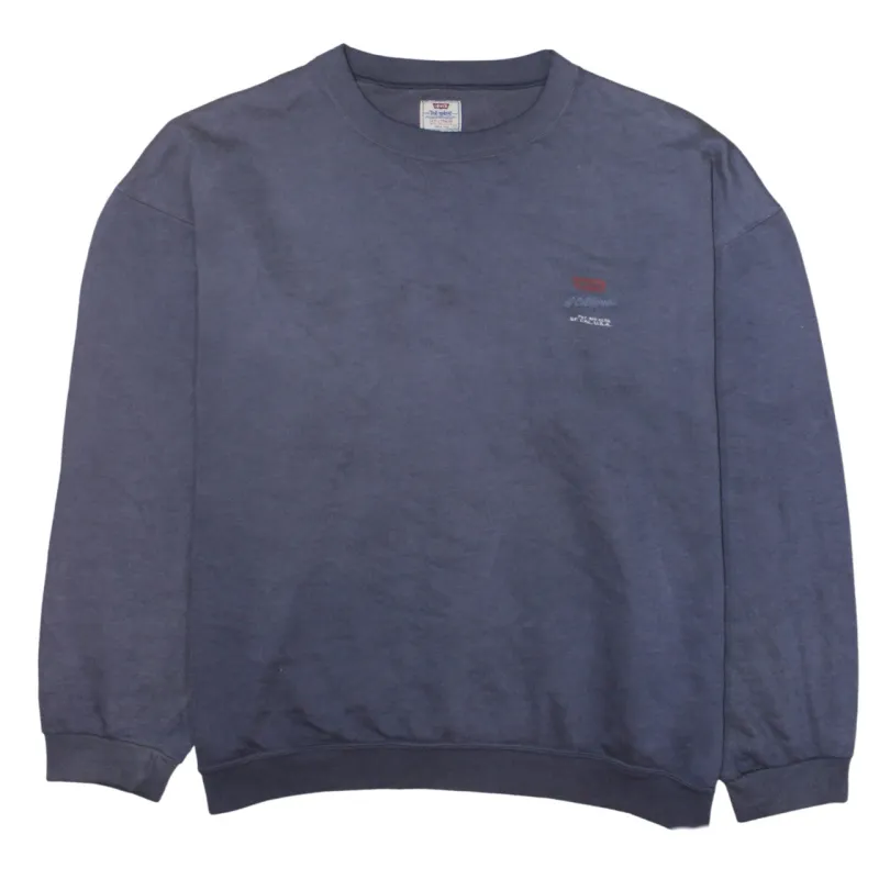 Levi's Faded Navy Blue Sweatshirt Men's Large Small Chest Logo Crewneck Pullover Top made by Levi's