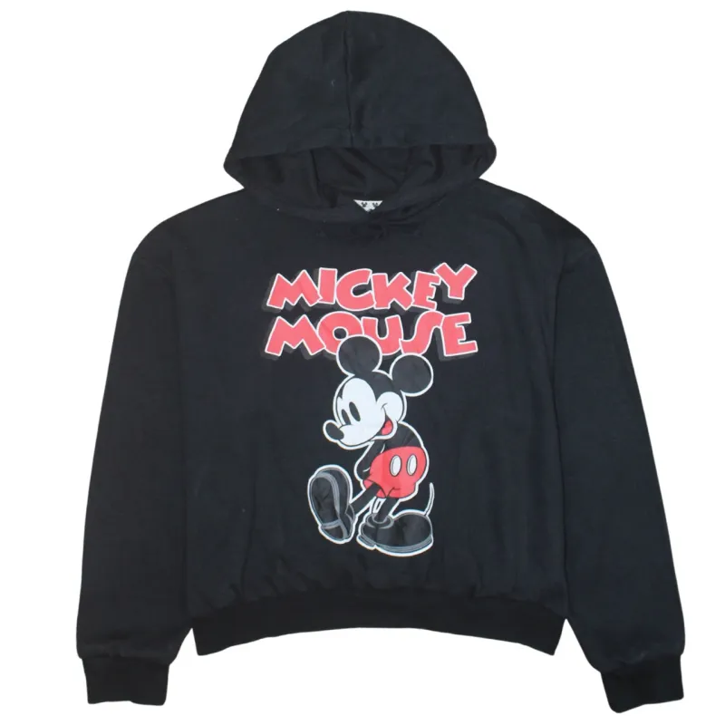 Disney Black Hoodie Women’s Large Mickey Mouse Printed Graphic Pullover Sweatshirt sold by Vintage Club