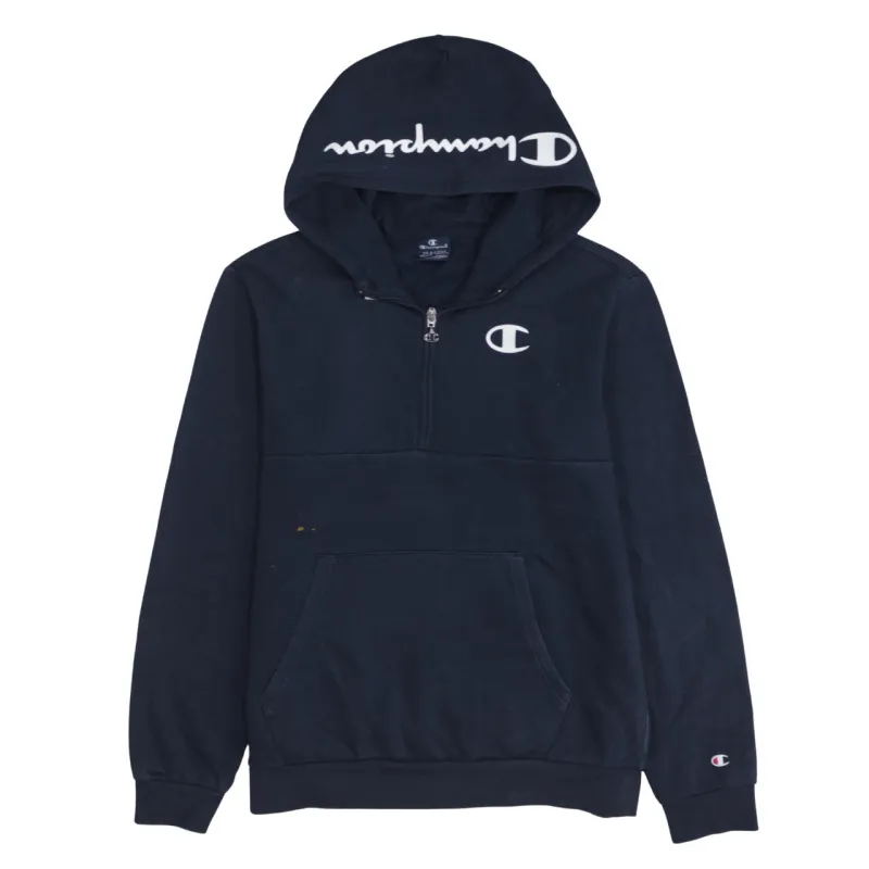 Champion Navy Blue Hoodie Women’s XXLarge Half Zip Embroidered Logo Front Pocket Sweatshirt sold by Vintage Club