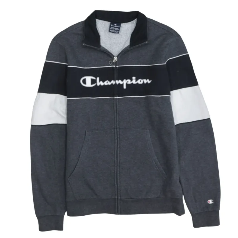 Champion Charcoal Grey Zip Sweatshirt Women's XXLarge Embroidered Logo Stripe Panel Fleece Top sold by Vintage Club