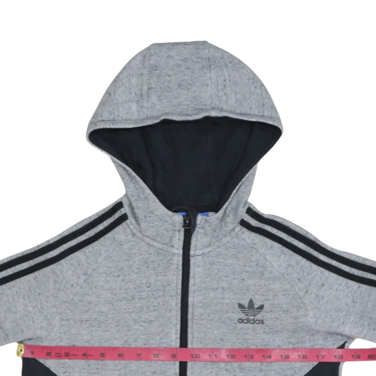 Adidas Grey Zip Hoodie Women's Large Trefoil Logo Three Stripe Sleeves Sweatshirt sold by Vintage Club product image thumbnail 5
