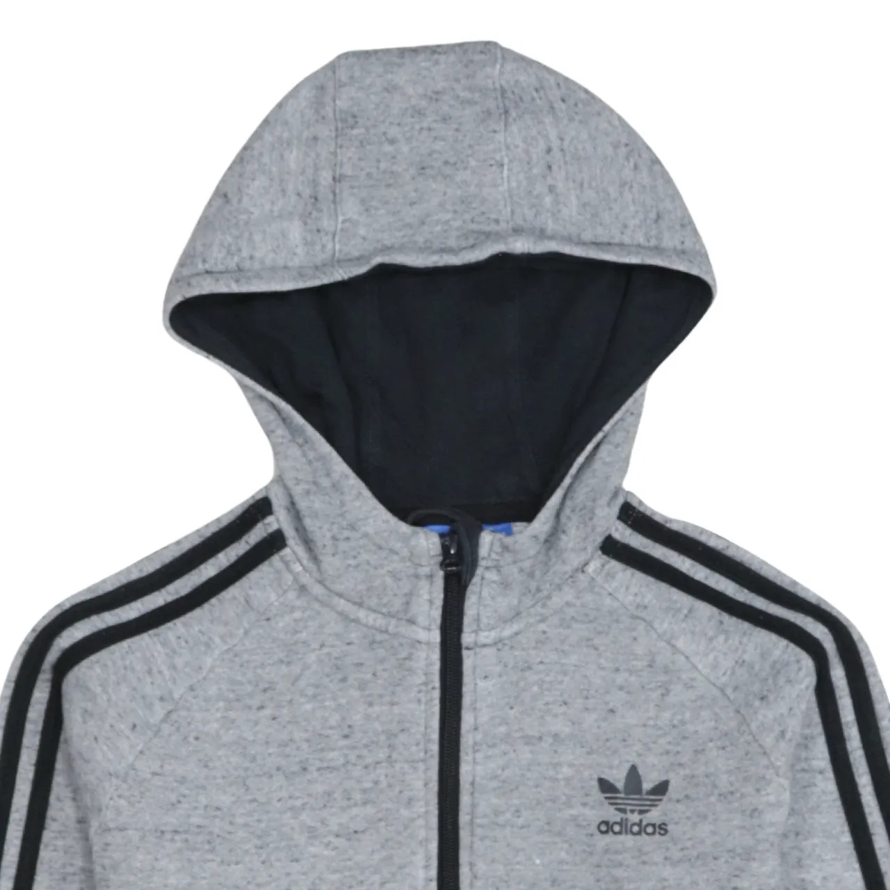 Adidas Grey Zip Hoodie Women's Large Trefoil Logo Three Stripe Sleeves Sweatshirt sold by Vintage Club product image thumbnail 3