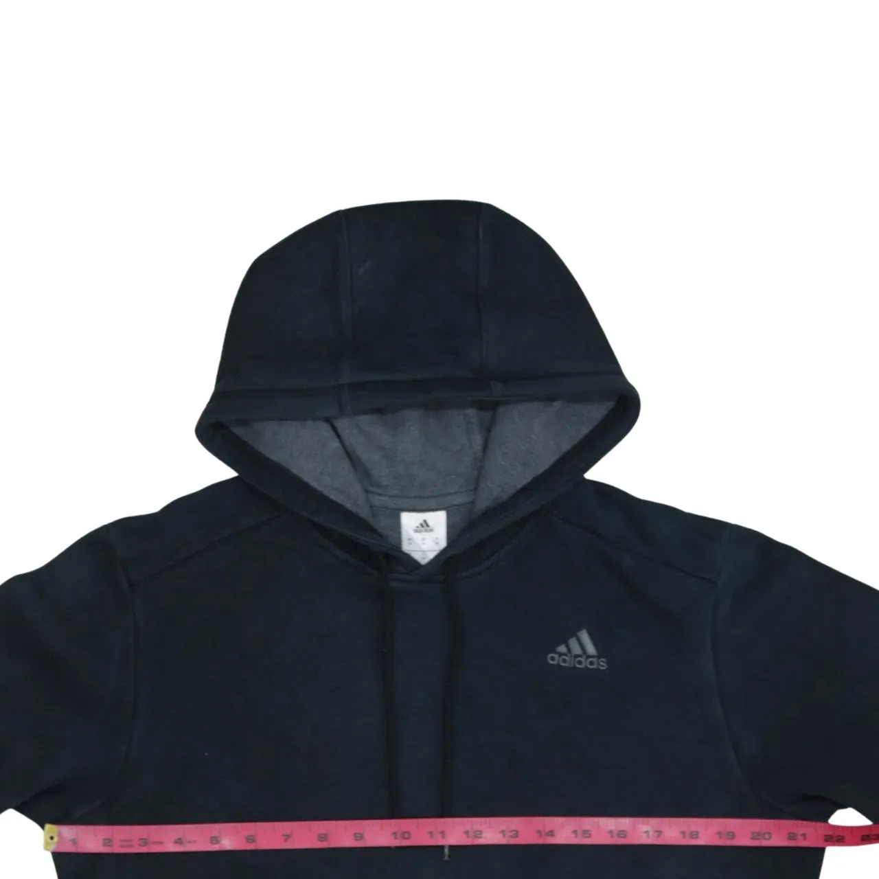 Adidas Black Pullover Hoodie Men's Medium Embroidered Chest Logo Front Pocket Fleece Sweatshirt sold by Vintage Club product image thumbnail 5