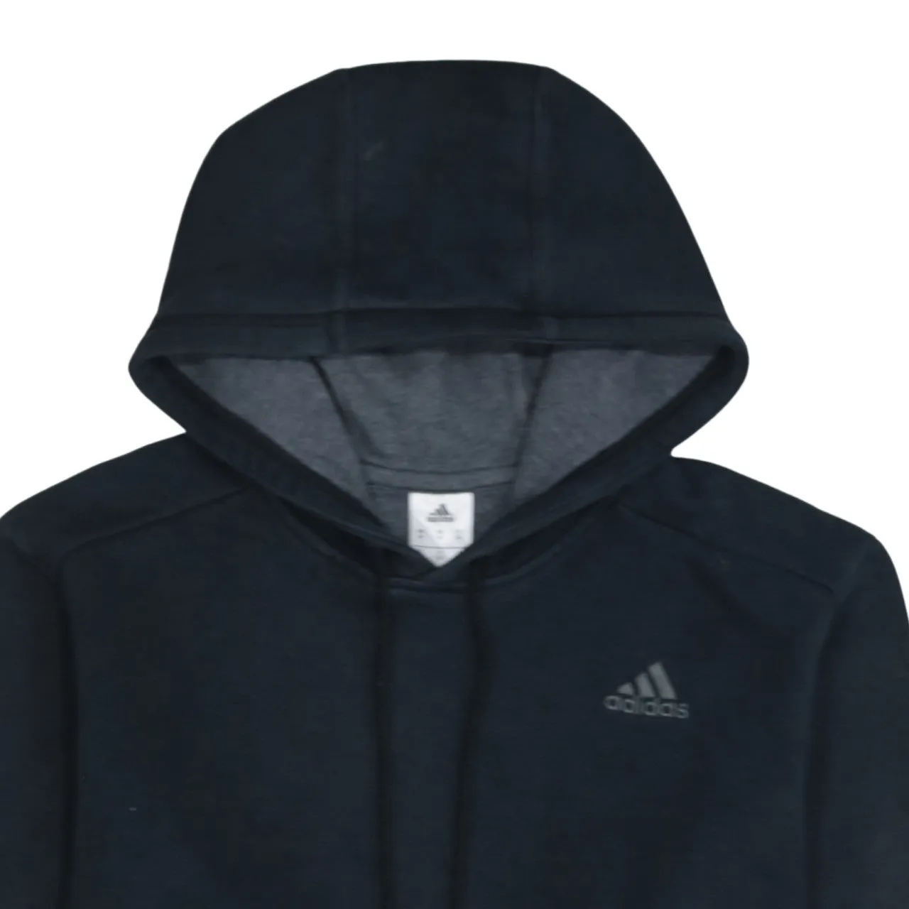 Adidas Black Pullover Hoodie Men's Medium Embroidered Chest Logo Front Pocket Fleece Sweatshirt sold by Vintage Club product image thumbnail 3