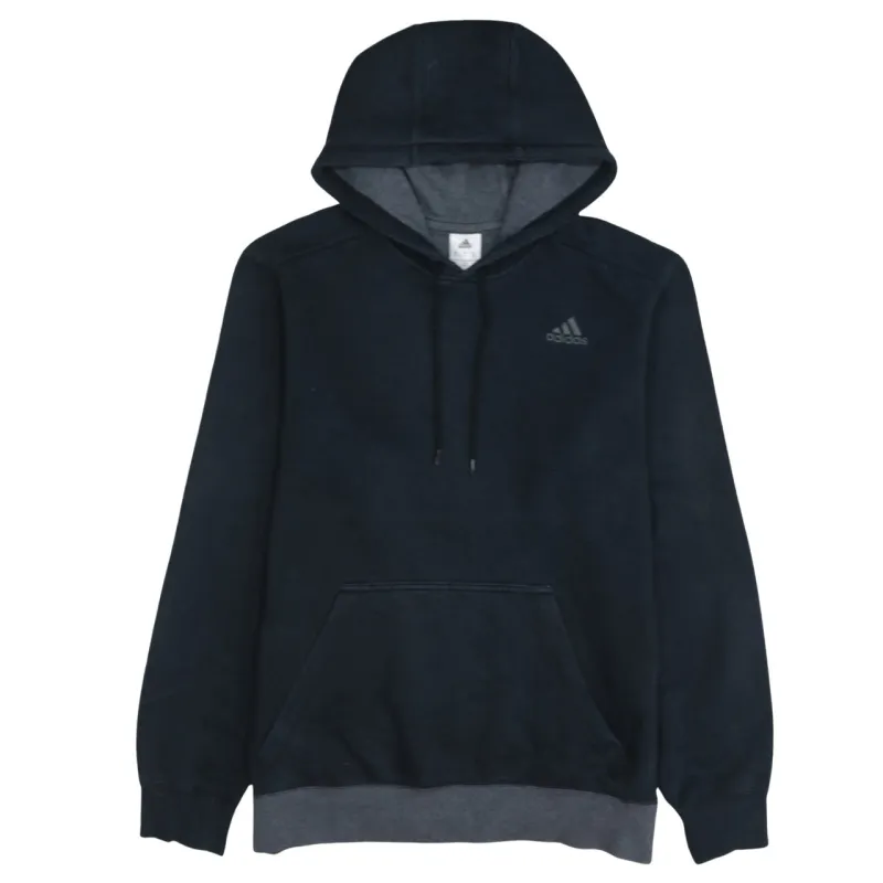 Adidas Black Pullover Hoodie Men's Medium Embroidered Chest Logo Front Pocket Fleece Sweatshirt sold by Vintage Club