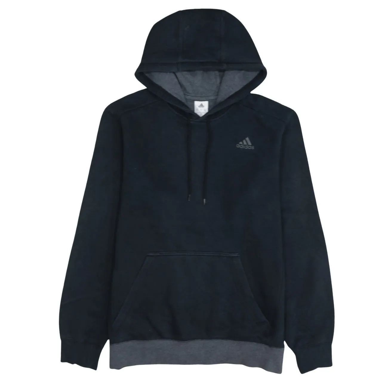 Adidas Black Pullover Hoodie Men's Medium Embroidered Chest Logo Front Pocket Fleece Sweatshirt sold by Vintage Club