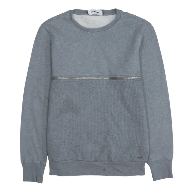 Diesel Grey Sweatshirt Men's Small Textured Panel Metallic Trim Crewneck Pullover Jumper made by Diesel