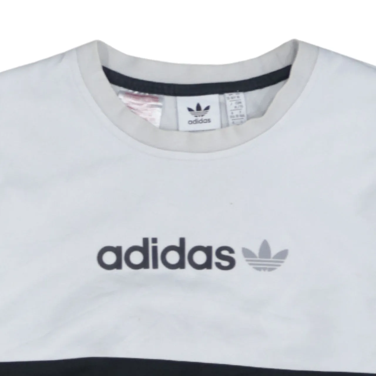 Adidas White Navy Sweatshirt Women's XLarge Printed Logo Colour Block Crewneck Pullover Top sold by Vintage Club product image thumbnail 3