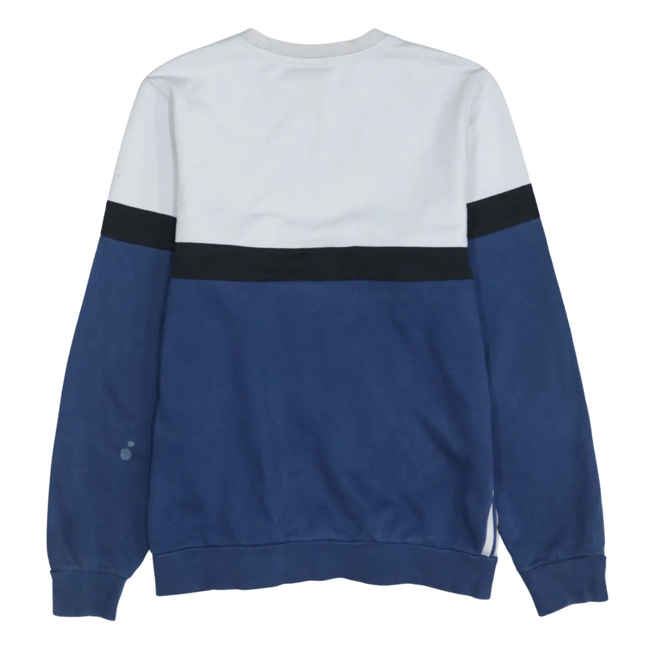 Adidas White Navy Sweatshirt Women's XLarge Printed Logo Colour Block Crewneck Pullover Top sold by Vintage Club product image thumbnail 2