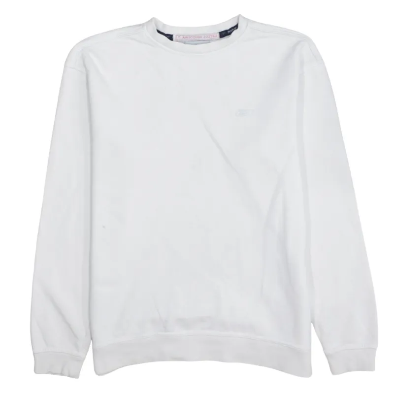 Reebok White Sweatshirt Men's Small Embroidered Chest Logo Crewneck Pullover Jumper sold by Vintage Club