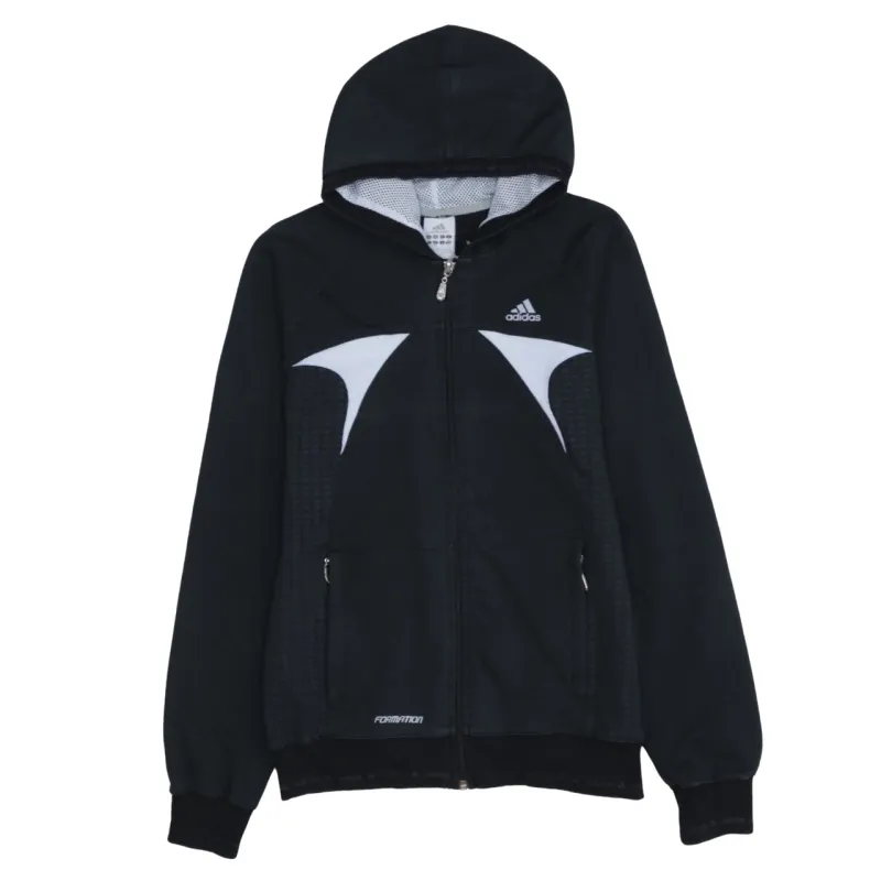 Adidas Black Full Zip Hoodie Women’s XLarge Printed Logo Formotion Panels Track Top made by Adidas