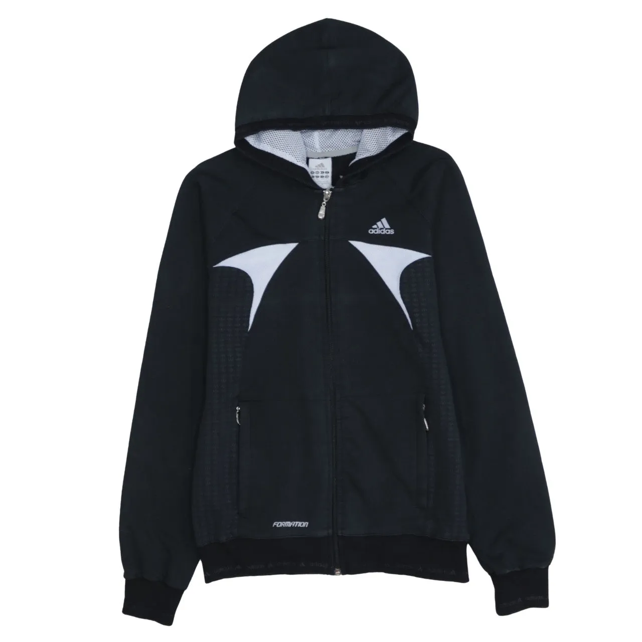 Adidas Black Full Zip Hoodie Women’s XLarge Printed Logo Formotion Panels Track Top sold by Vintage Club