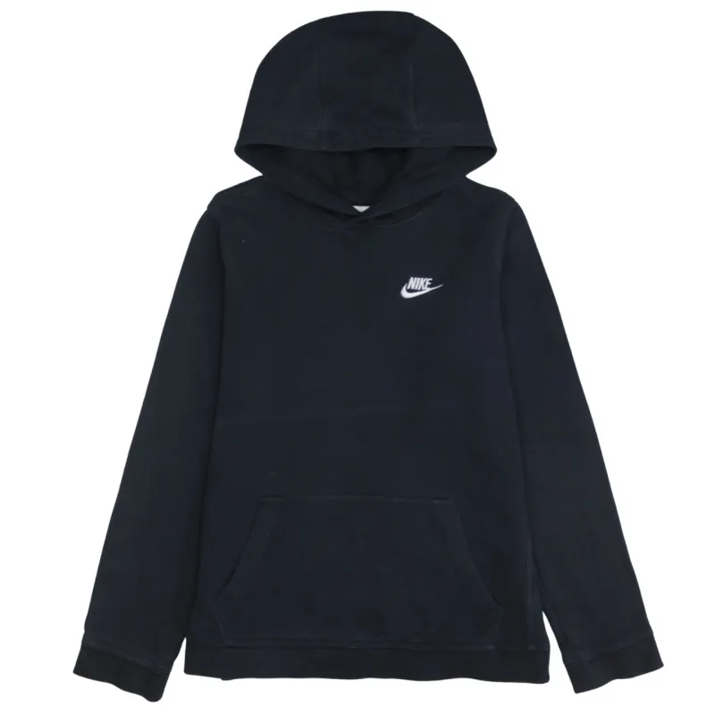 Nike Black Hoodie Women’s XLarge Printed Small Swoosh Logo Front Pocket Pullover Sweatshirt made by Nike