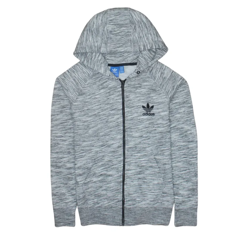 Adidas Grey Marl Hoodie Women’s Small Full Zip Trefoil Printed Logo Casual Top Sweatshirt sold by Vintage Club