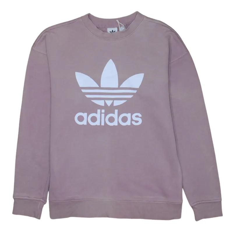 Adidas Dusky Pink Sweatshirt Women's Medium Printed Trefoil Logo Crewneck Pullover Top sold by Vintage Club
