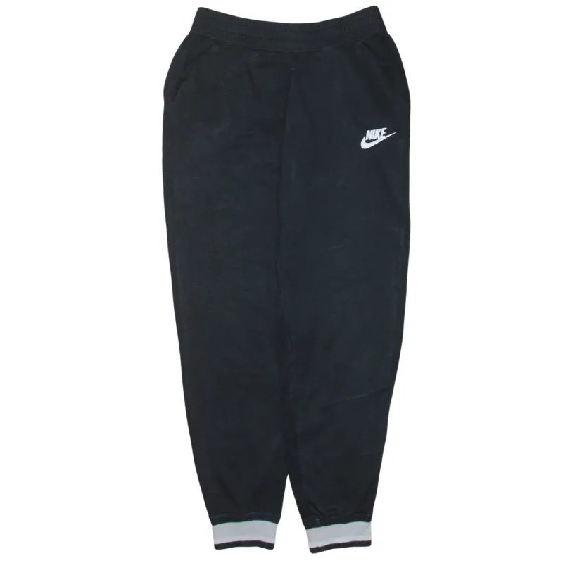 Nike Black Joggers Sweatpants Men's Small Printed Logo Elastic Cuffs Lounge Trousers made by Nike