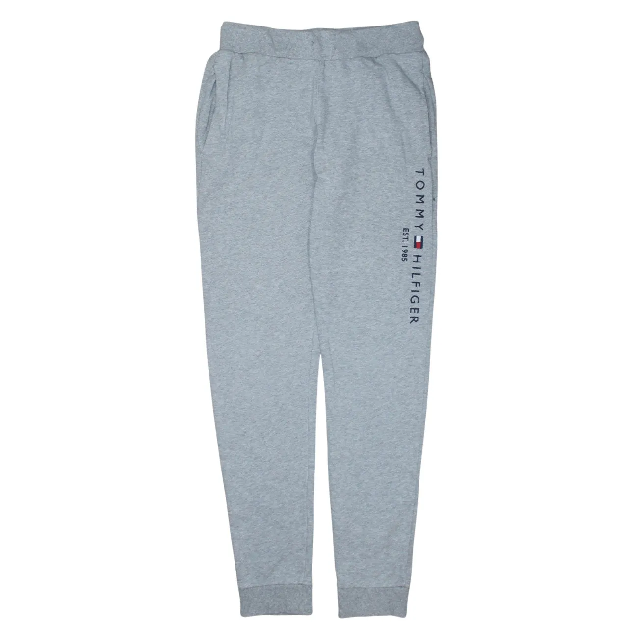 Tommy Hilfiger Light Grey Joggers Men’s 28 Printed Leg Logo Cuffed Sweatpants Loungewear sold by Vintage Club