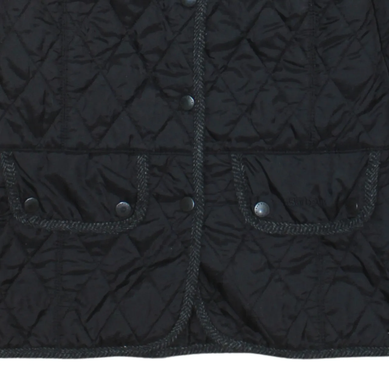 Barbour Black Quilted Jacket Women's Small Wool Collar Snap Pockets Lightweight Windbreaker sold by Vintage Club product image thumbnail 4
