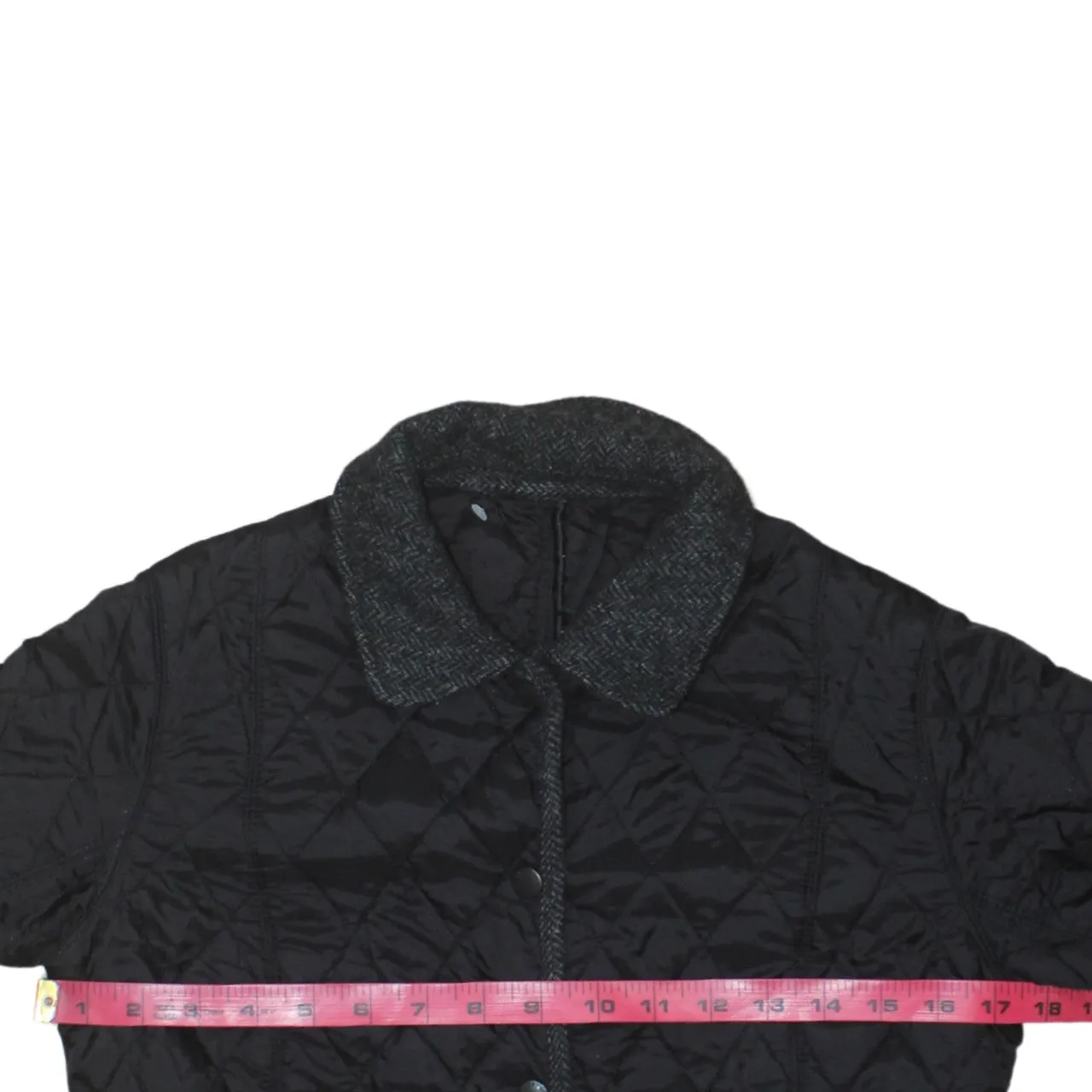 Barbour Black Quilted Jacket Women's Small Wool Collar Snap Pockets Lightweight Windbreaker sold by Vintage Club product image thumbnail 5