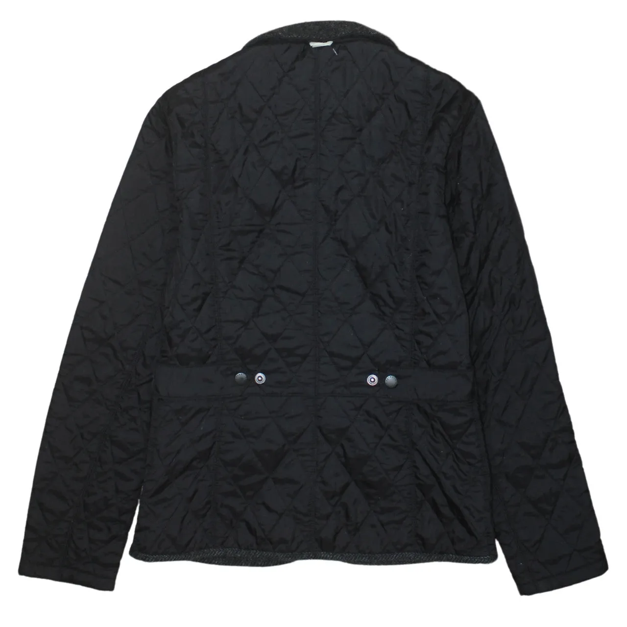Barbour Black Quilted Jacket Women's Small Wool Collar Snap Pockets Lightweight Windbreaker sold by Vintage Club product image thumbnail 2