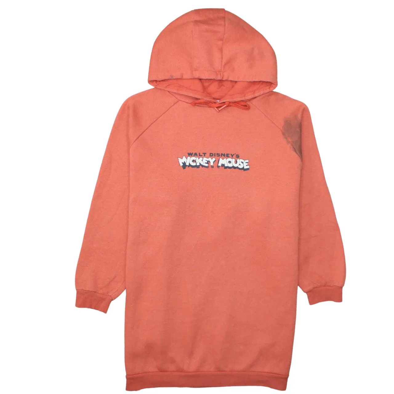 Disney Orange Hoodie Dress Women’s Medium Printed Mickey Mouse Front Back Fleece Sweatshirt sold by Vintage Club