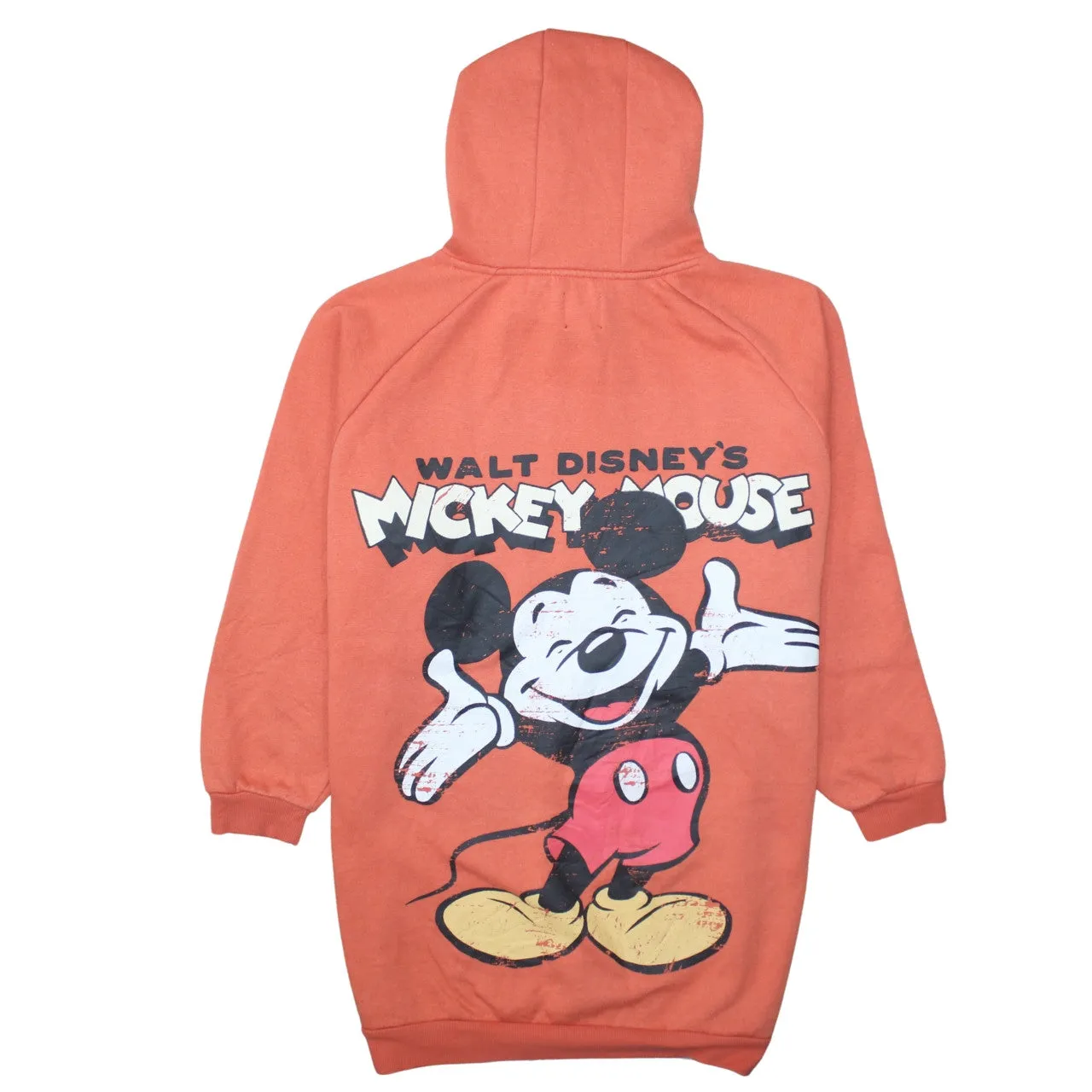 Disney Orange Hoodie Dress Women’s Medium Printed Mickey Mouse Front Back Fleece Sweatshirt sold by Vintage Club product image thumbnail 2