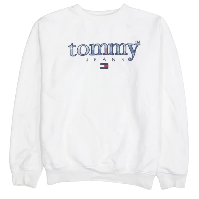 Tommy Hilfiger White Sweatshirt Men's XXSmall Tommy Jeans Embroidered Logo Crewneck Pullover sold by Vintage Club