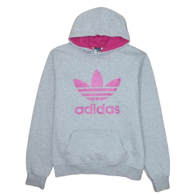 Adidas Grey Pink Hoodie Women’s XXLarge Trefoil Logo Fleece Lined Pullover Sweatshirt sold by Vintage Club