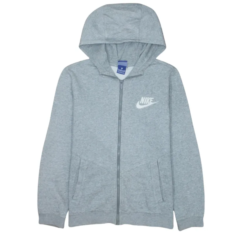 Nike Grey Full Zip Hoodie Women’s XLarge Printed Swoosh Logo Split Pockets Sweatshirt sold by Vintage Club