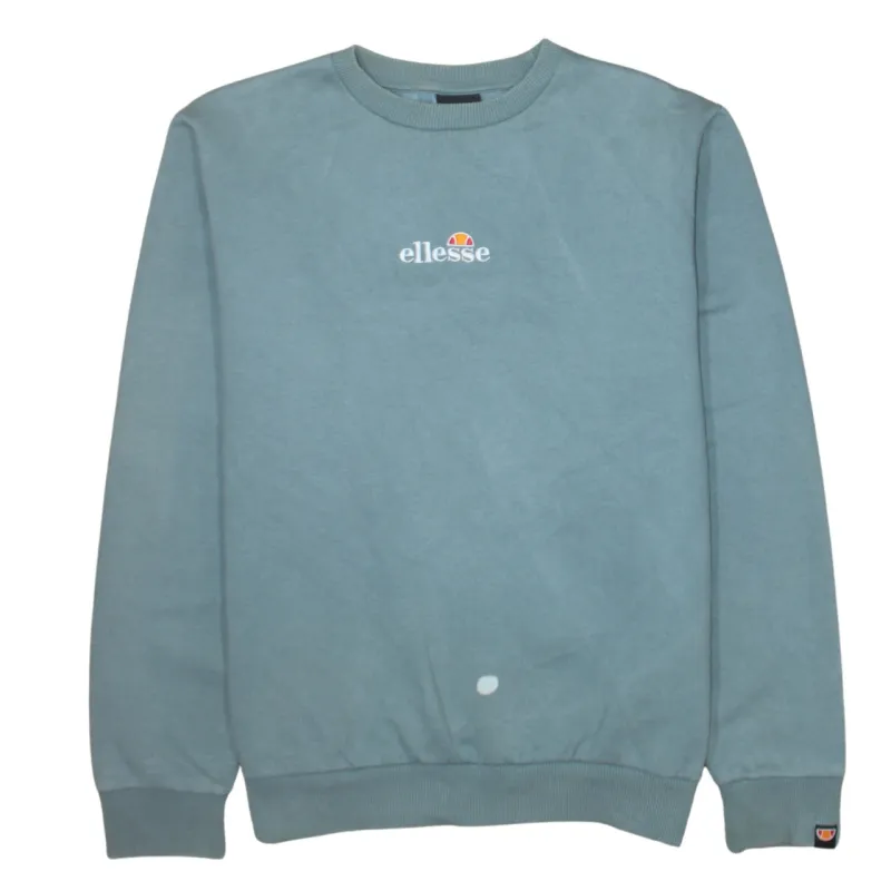 Ellesse Blue Sweatshirt Women’s UK 16 Embroidered Chest Logo Ribbed Crewneck Pullover made by Ellesse