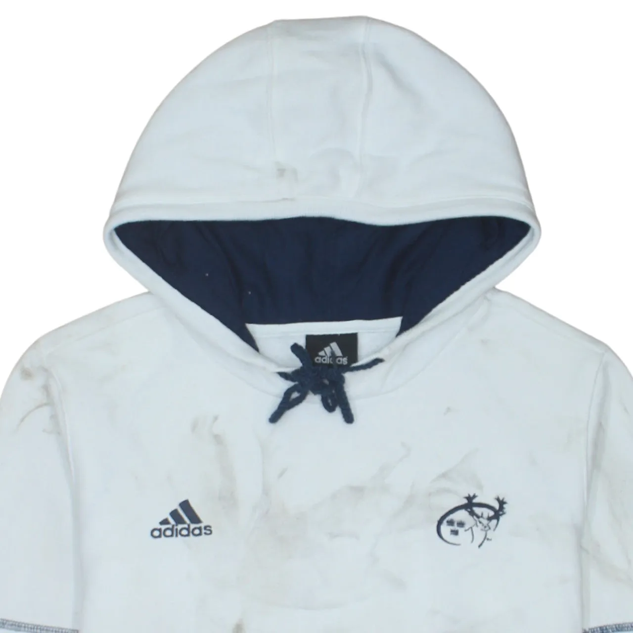 Adidas White Hoodie Women’s Medium Embroidered Logos Contrast Hood Striped Cuffs Sweatshirt sold by Vintage Club product image thumbnail 3