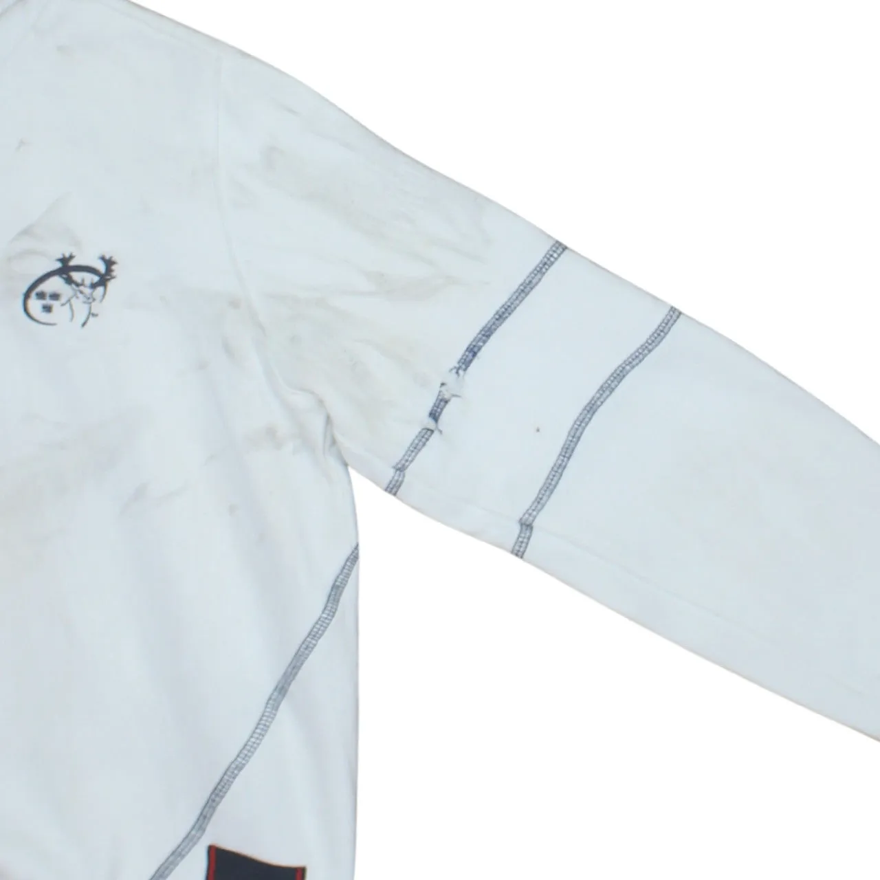 Adidas White Hoodie Women’s Medium Embroidered Logos Contrast Hood Striped Cuffs Sweatshirt sold by Vintage Club product image thumbnail 4