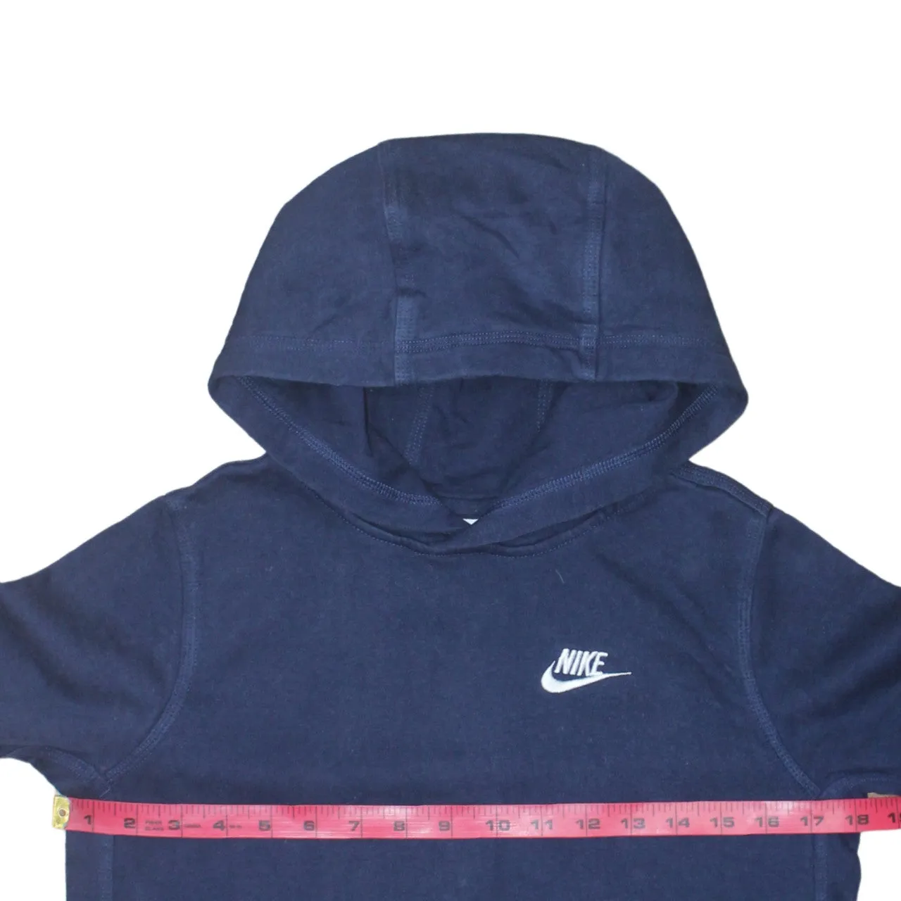 Nike Navy Blue Hoodie Women’s Large Embroidered Swoosh Logo Front Pocket Pullover Sweatshirt sold by Vintage Club product image thumbnail 5