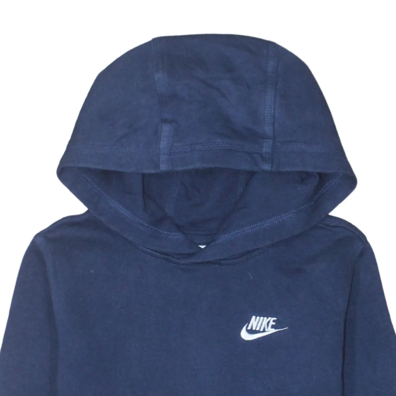 Nike Navy Blue Hoodie Women’s Large Embroidered Swoosh Logo Front Pocket Pullover Sweatshirt sold by Vintage Club product image thumbnail 3