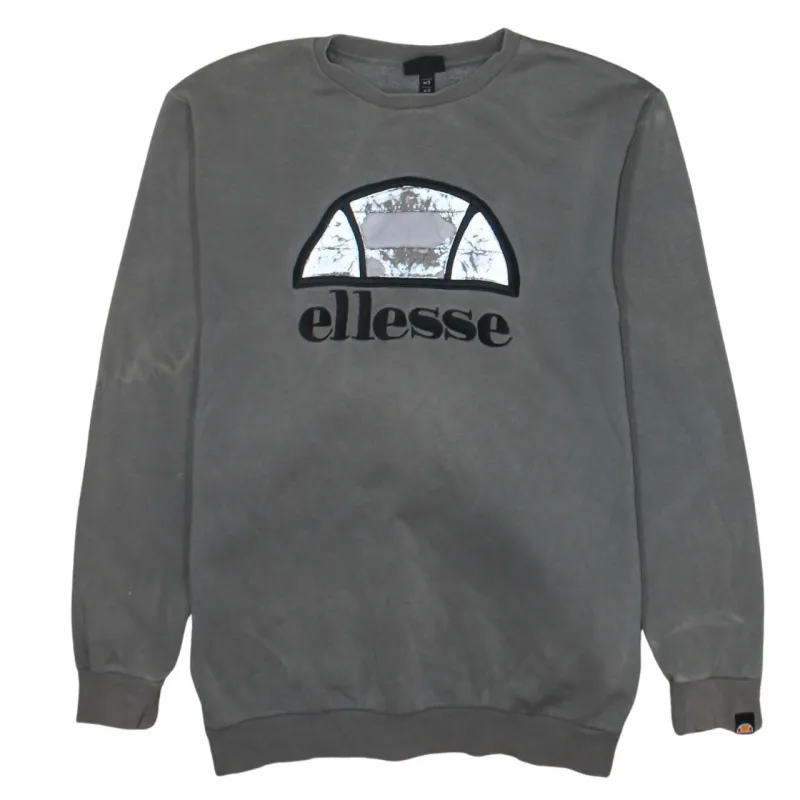 Ellesse Grey Sweatshirt Men's Small Large Logo Crewneck Ribbed Cuffs Pullover Top made by Ellesse