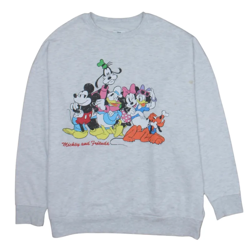 Disney Grey Sweatshirt Women’s Medium Mickey And Friends Printed Graphic Pullover Top sold by Vintage Club
