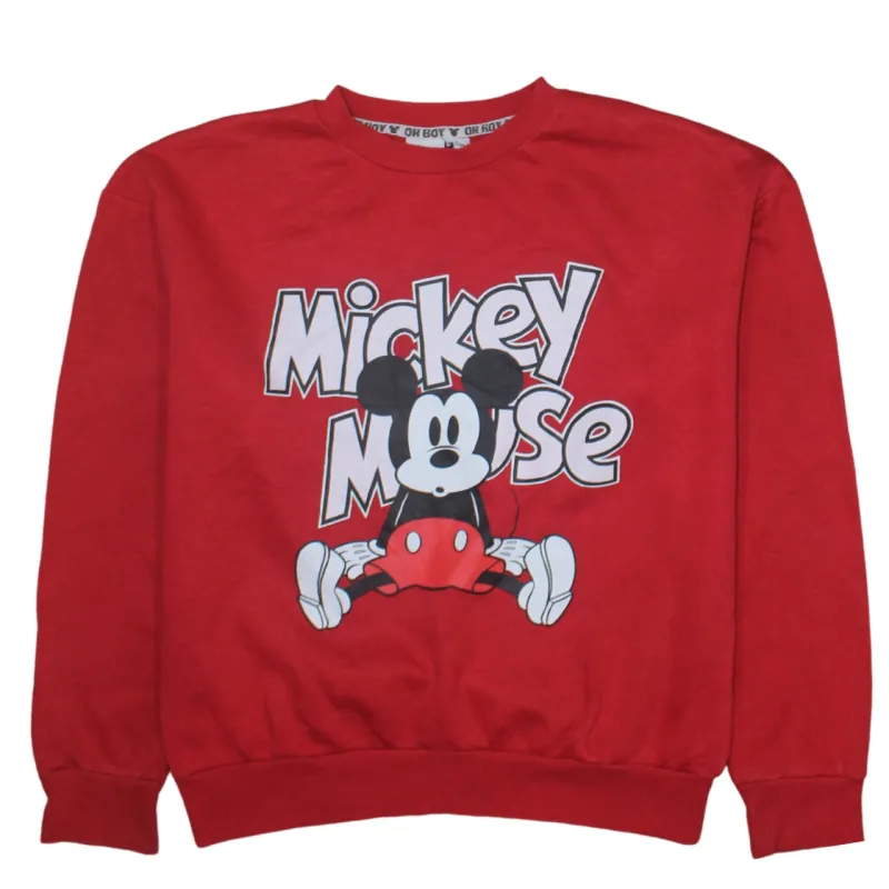 Disney Red Mickey Mouse Sweatshirt Women's Small Printed Graphic Crewneck Pullover Top sold by Vintage Club