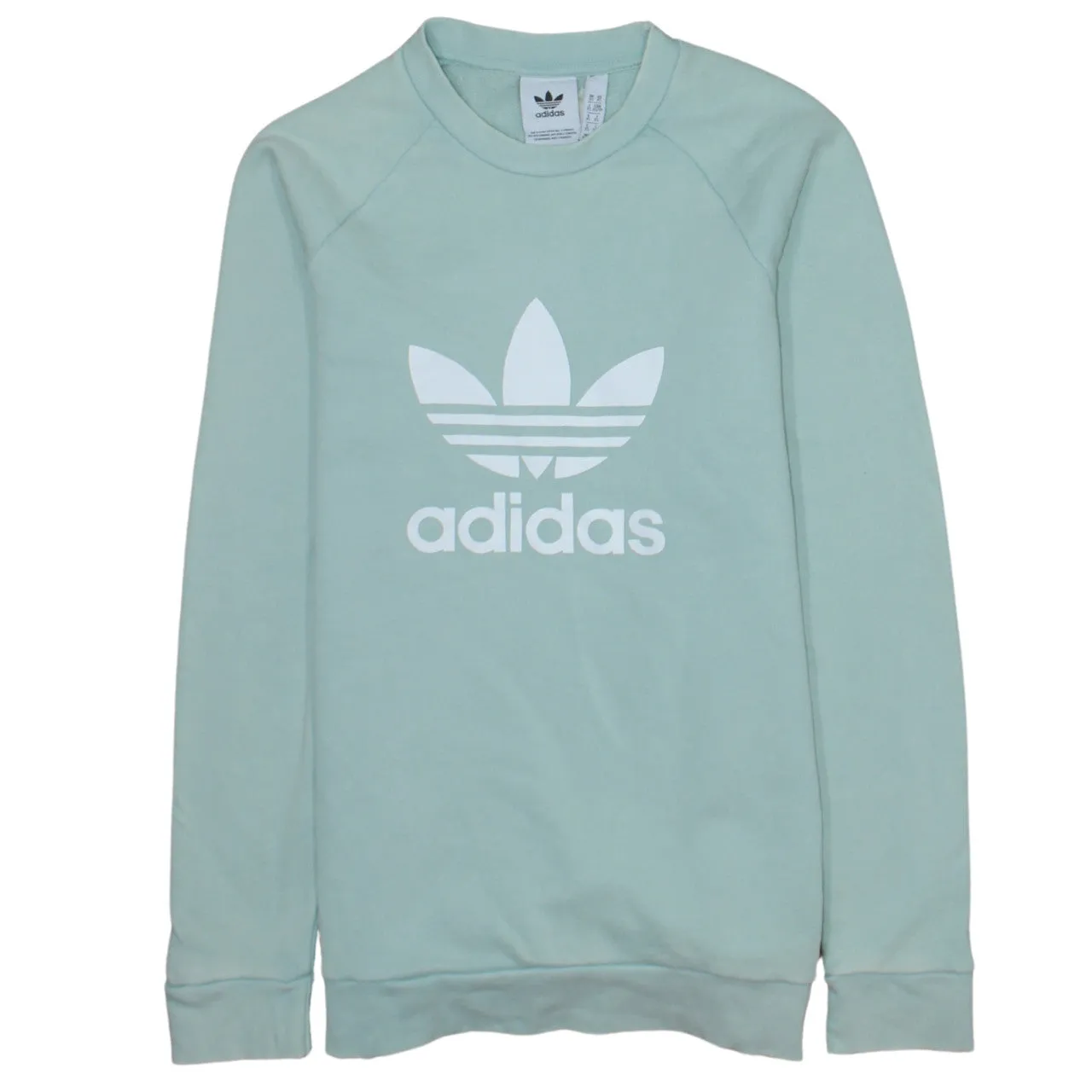 Adidas Mint Green Sweatshirt Men's XSmall Printed Trefoil Logo Raglan Sleeve Pullover Top sold by Vintage Club